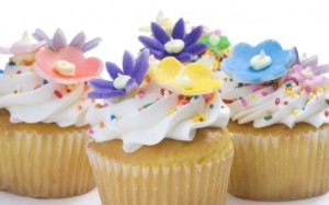 Cupcake decorated with flowers
